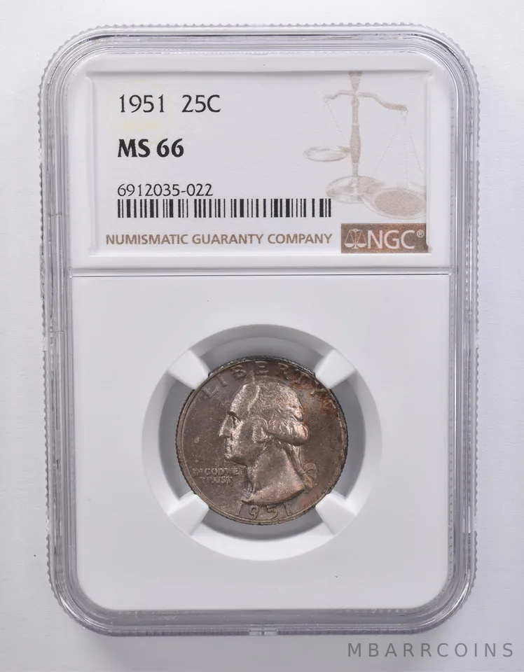 1951 Washington Quarter MS66 NGC Beautiful Tone *7184