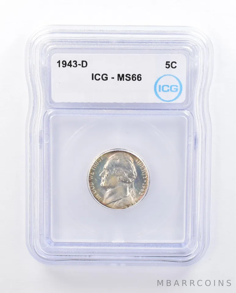 1943-D Jefferson Nickel MS66 ICG Awesome Tone *5012