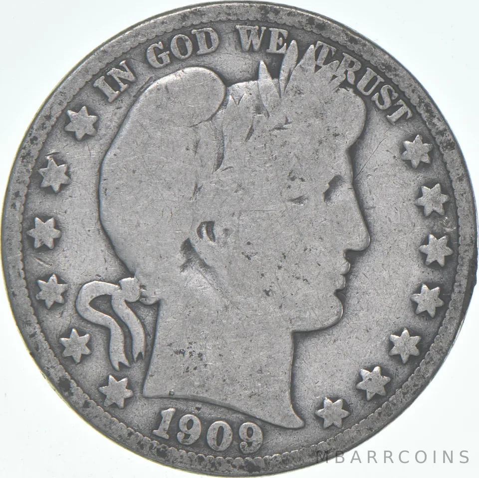 1909 Barber Half Dollar Average Circ 90% Silver