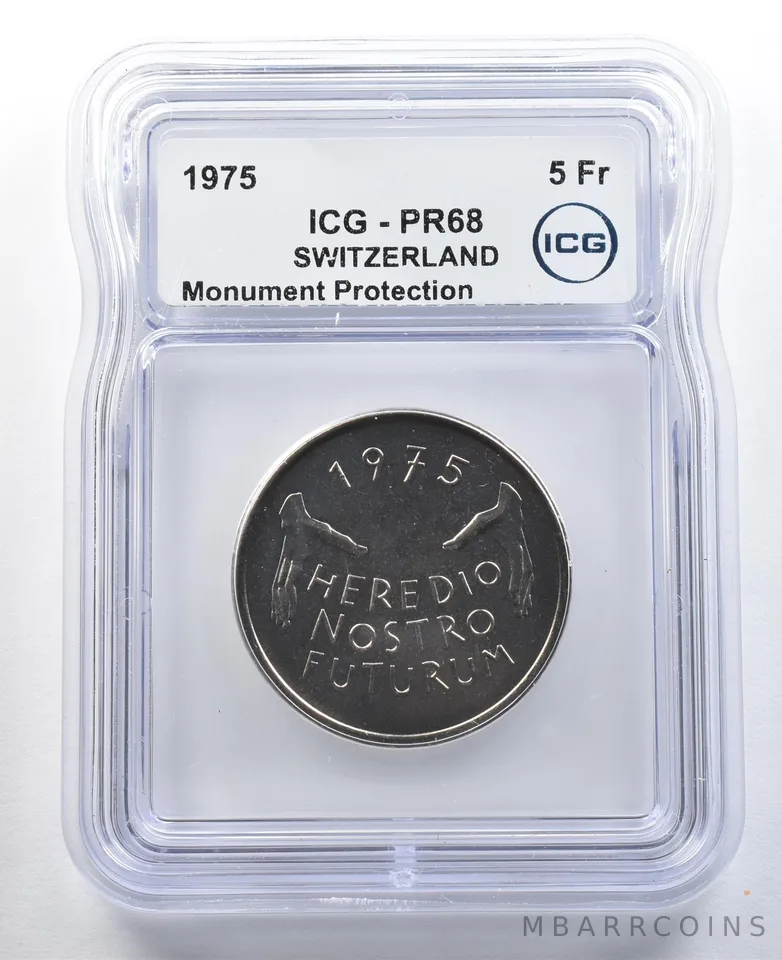 1975 Switzerland 5 Francs Monument Protection PR68 ICG *3289