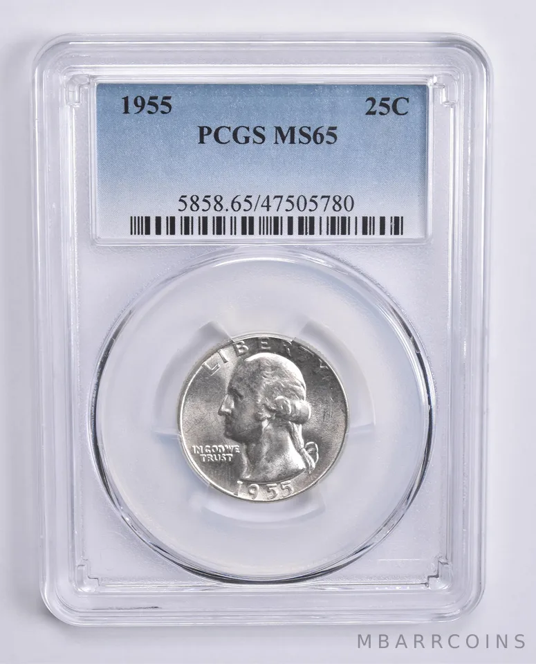 1955 Washington Quarter 25c MS65 PCGS Blue Lbl