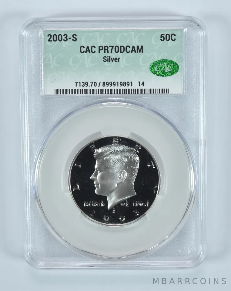 2003-S Kennedy Half Dollar Silver PR70 DCAM CAC CACg