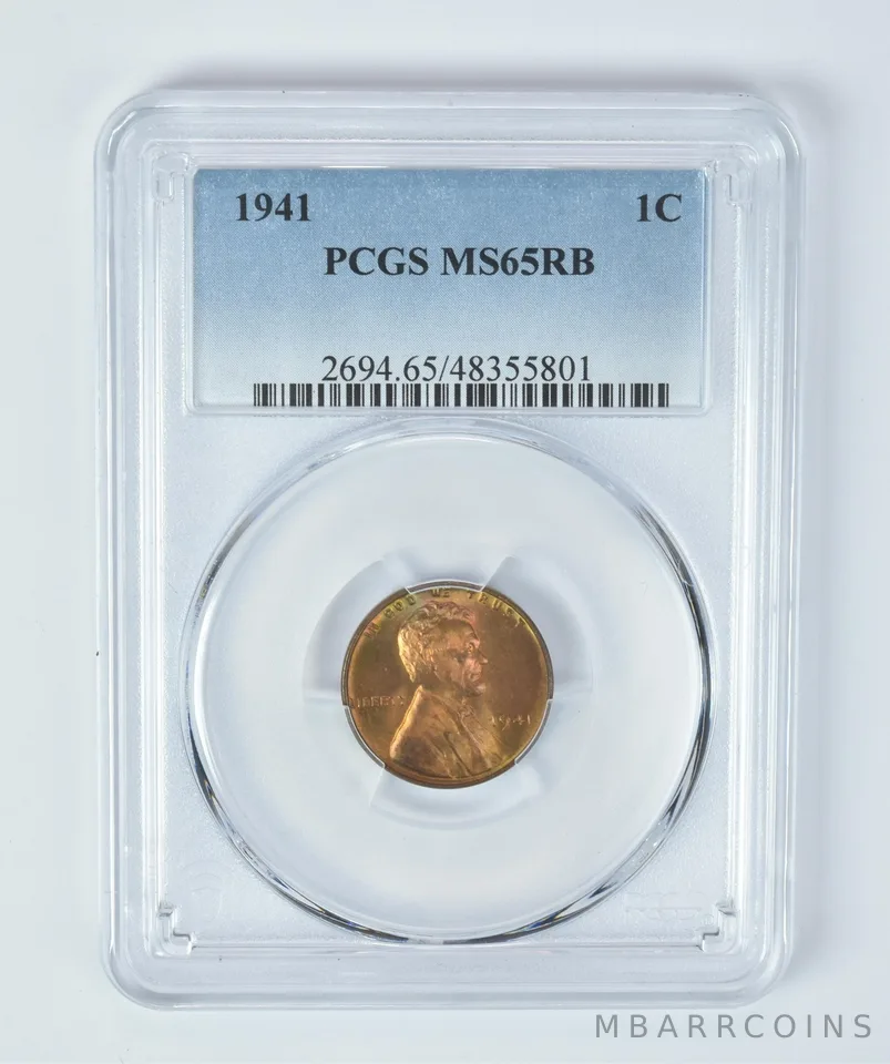 MS65 RB 1941 Lincoln Wheat Cent PCGS Beautifully Toned *3469