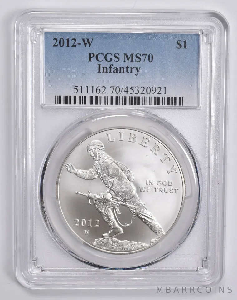 2012-W Infantry Commemorative Dollar MS70 PCGS Blue Label