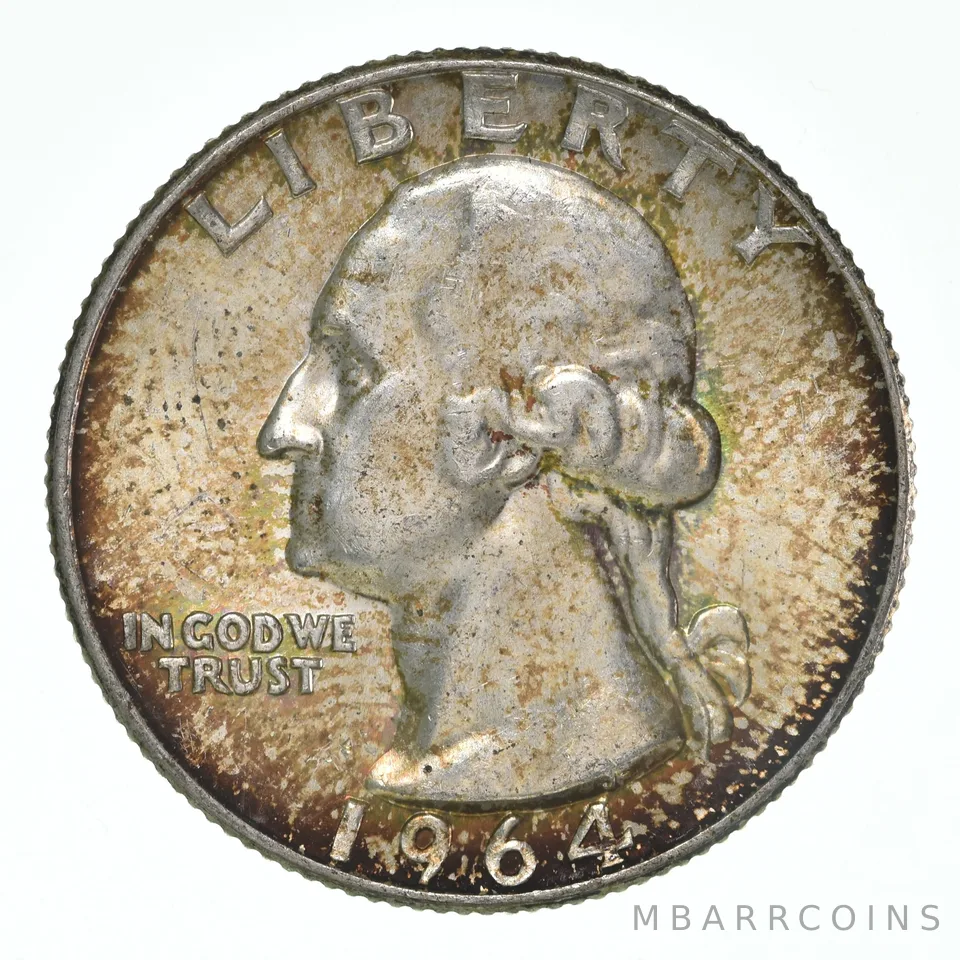 1964 Washington Quarter Insane TONE - Great Colors *5311