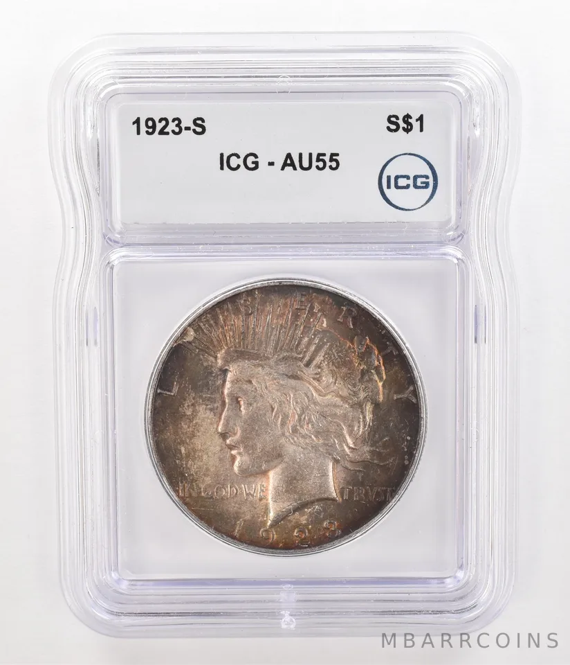 1923-S Peace Silver Dollar AU55 ICG Beautiful Tone *4774