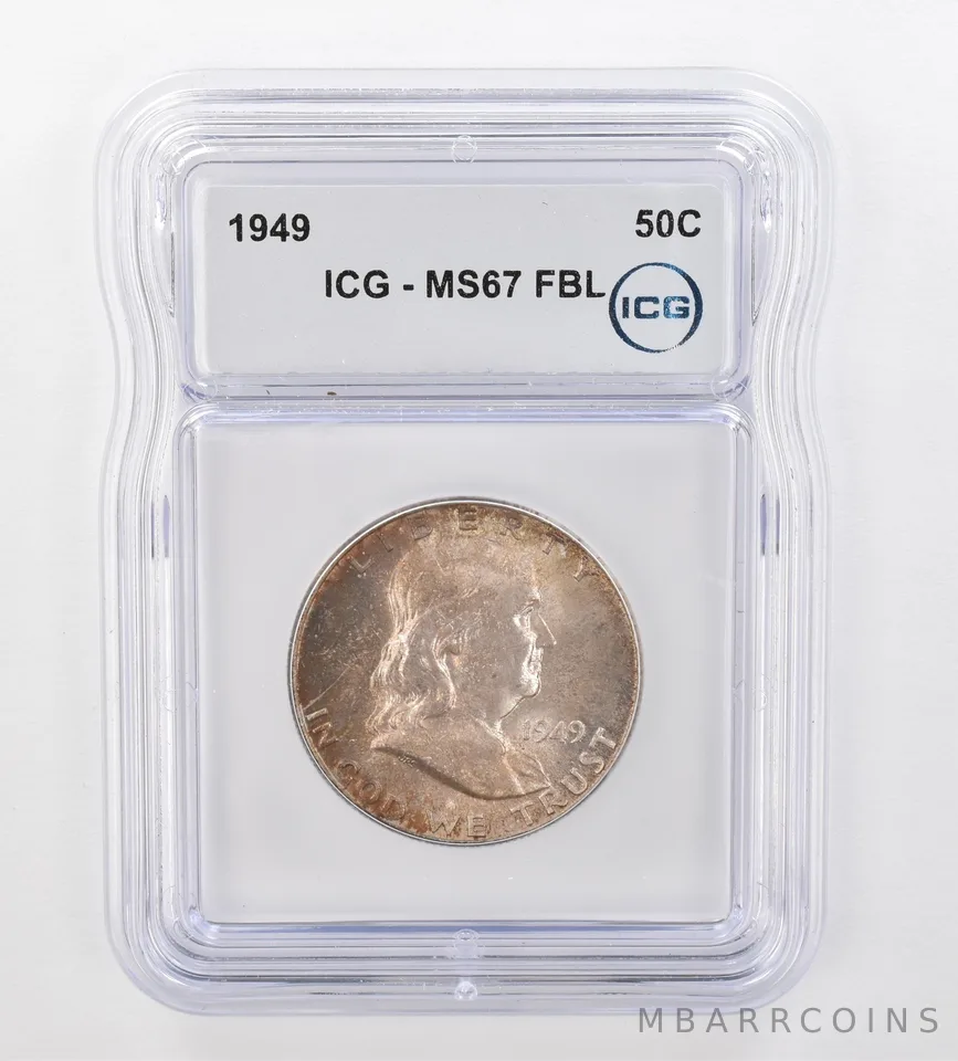 1949 Franklin Half Dollar MS67 FBL ICG Beautiful Tone *0878