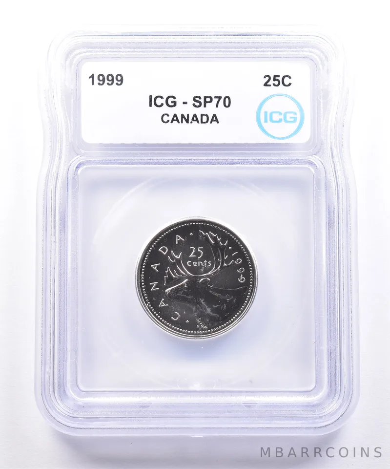 1999 Canada 25 Cents Caribou SP70 ICG