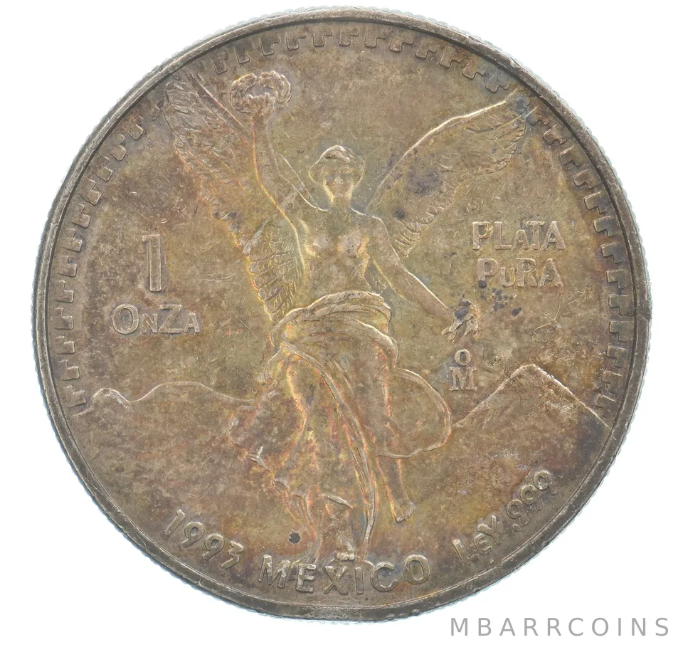 1993 Mo Mexico 1 Onza Silver Libertad Beautiful Tone *9755