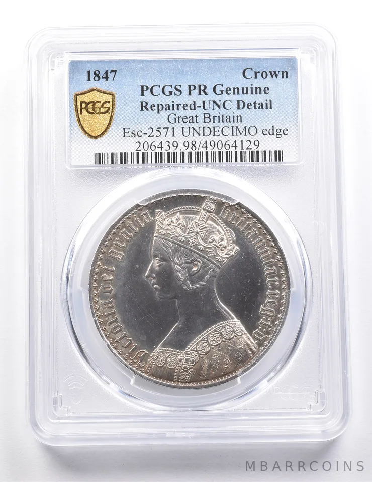 1847 Great Britain Crown PROOF Genuine PCGS Gothic *9511