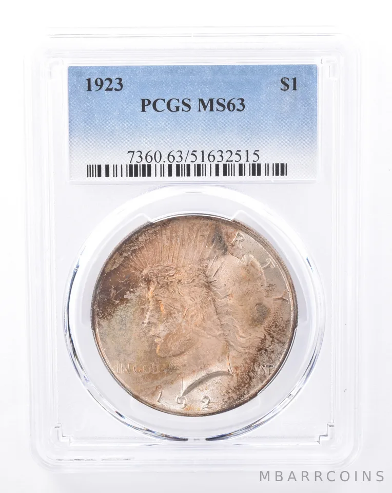 1923 Peace Silver Dollar MS63 PCGS Beautiful Tone *9438