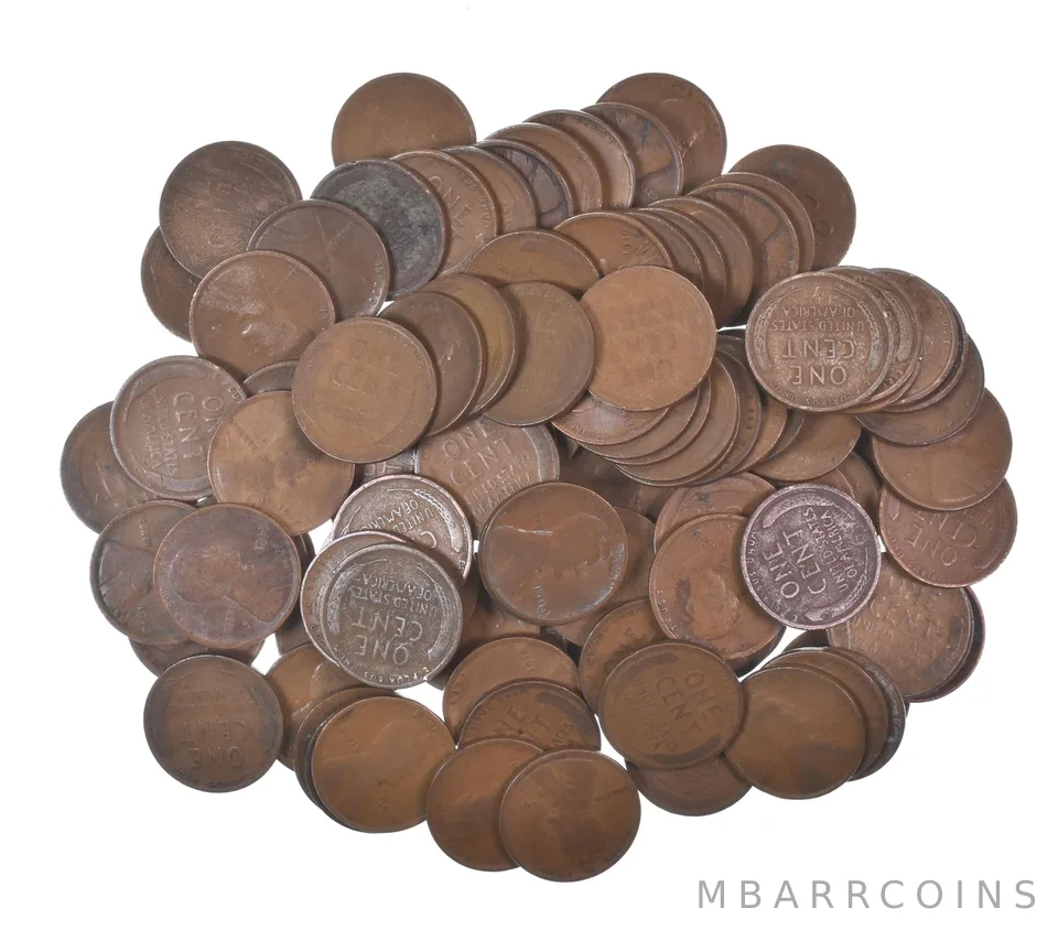 Lot of 100 1910-1919 Lincoln Wheat Cents - 2 Rolls - Collection *582