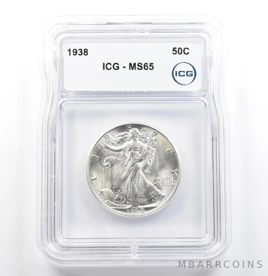 1938 Walking Liberty Half Dollar MS65 ICG *6826