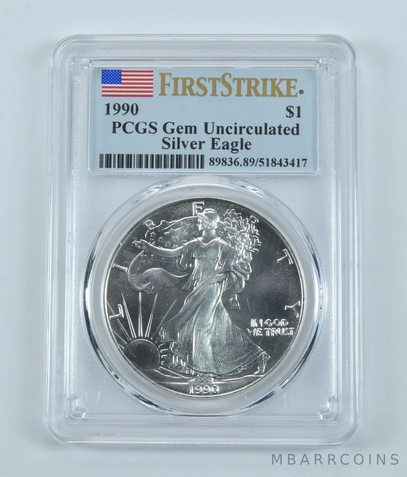 1990 American Silver Eagle First Strike Gem Unc PCGS