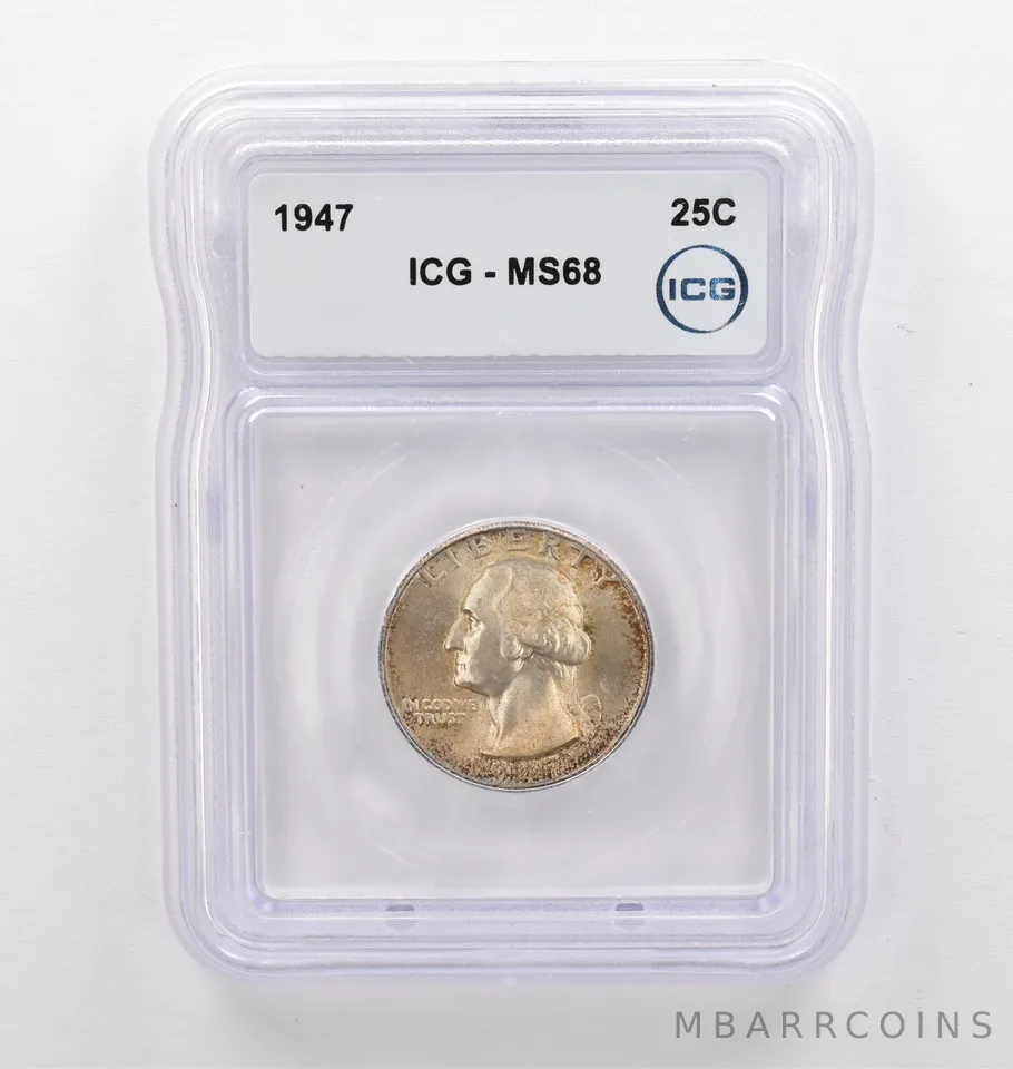 1947 Washington Quarter MS68 ICG Peripheral Tone *9775