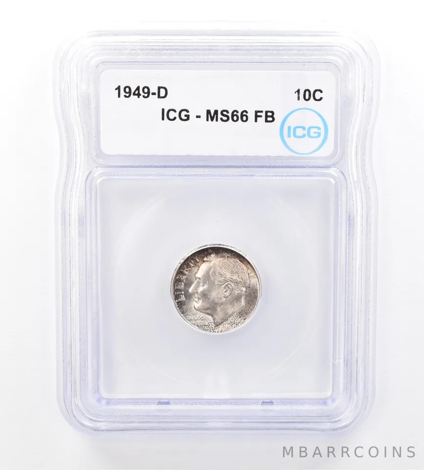1949-D Roosevelt Dime MS66 FB ICG Beautiful Tone a1594