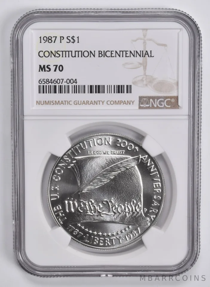 1987-P Constitution Commemorative Dollar MS70 NGC