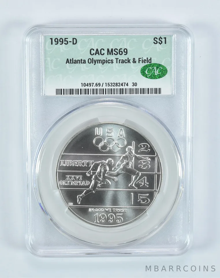 1995-D Olympic Track And Field Commemorative Silver Dollar MS69 CAC CACg