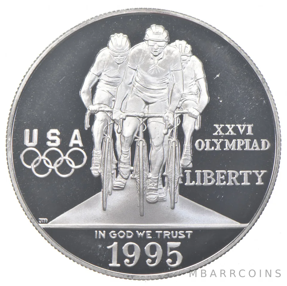 1995-P Proof Olympic Cycling Commemorative Silver Dollar $1