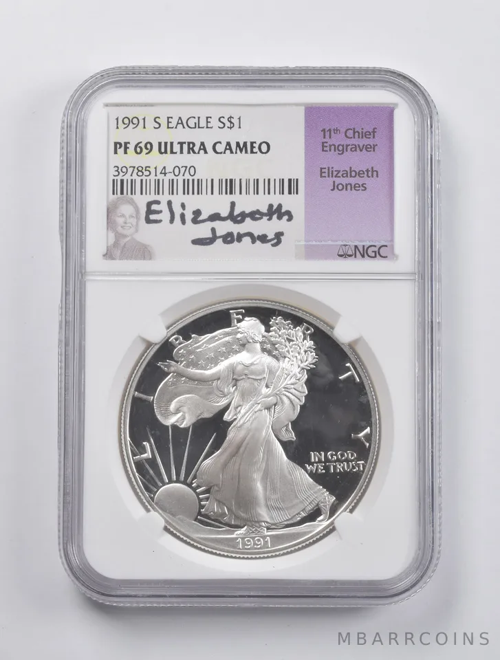 PF69 UCAM 1991-S American Silver Eagle Signed Jones NGC *2996