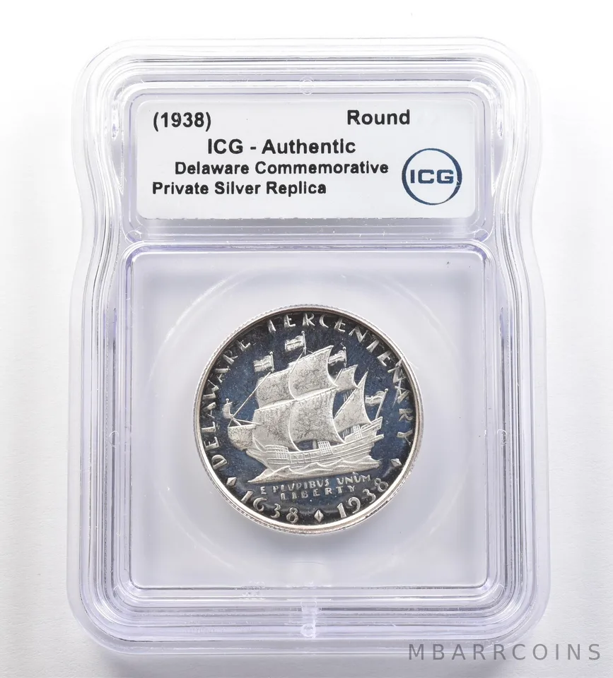 (1938) Delaware Commemorative Gallery Silver Half Dollar ICG *4280