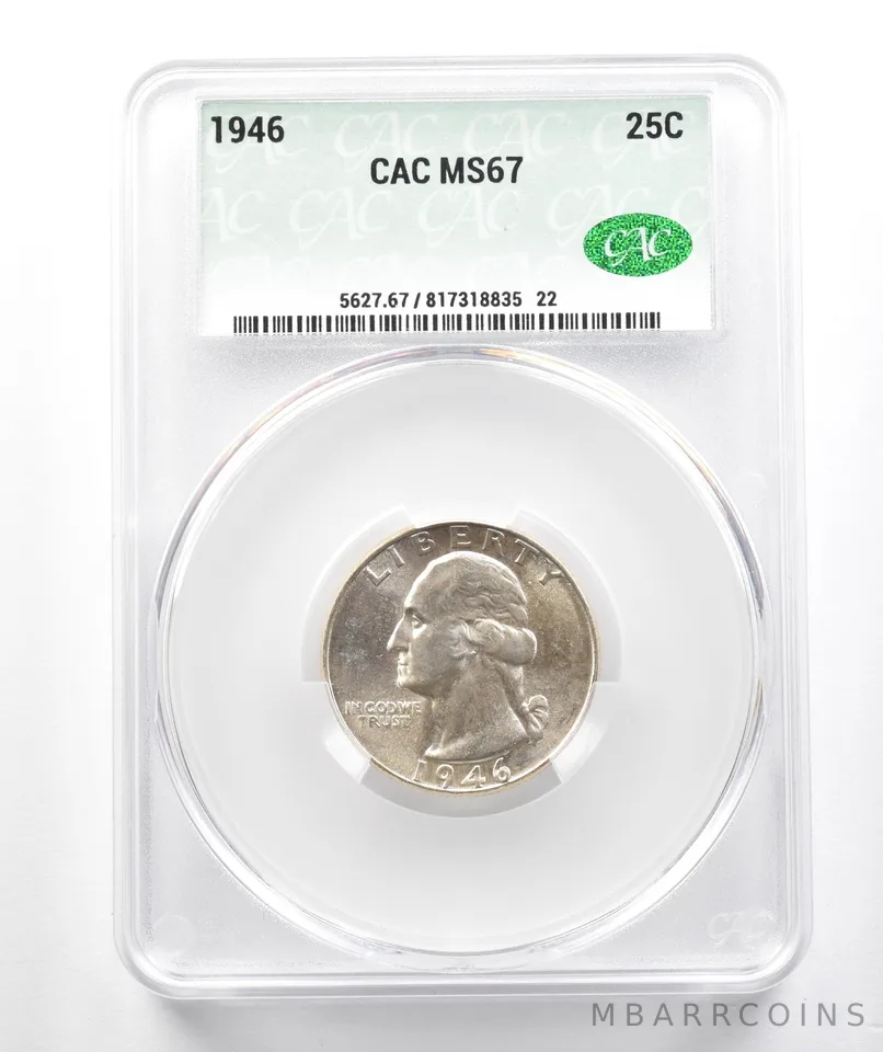 1946 Washington Quarter MS67 CAC CACg *9900
