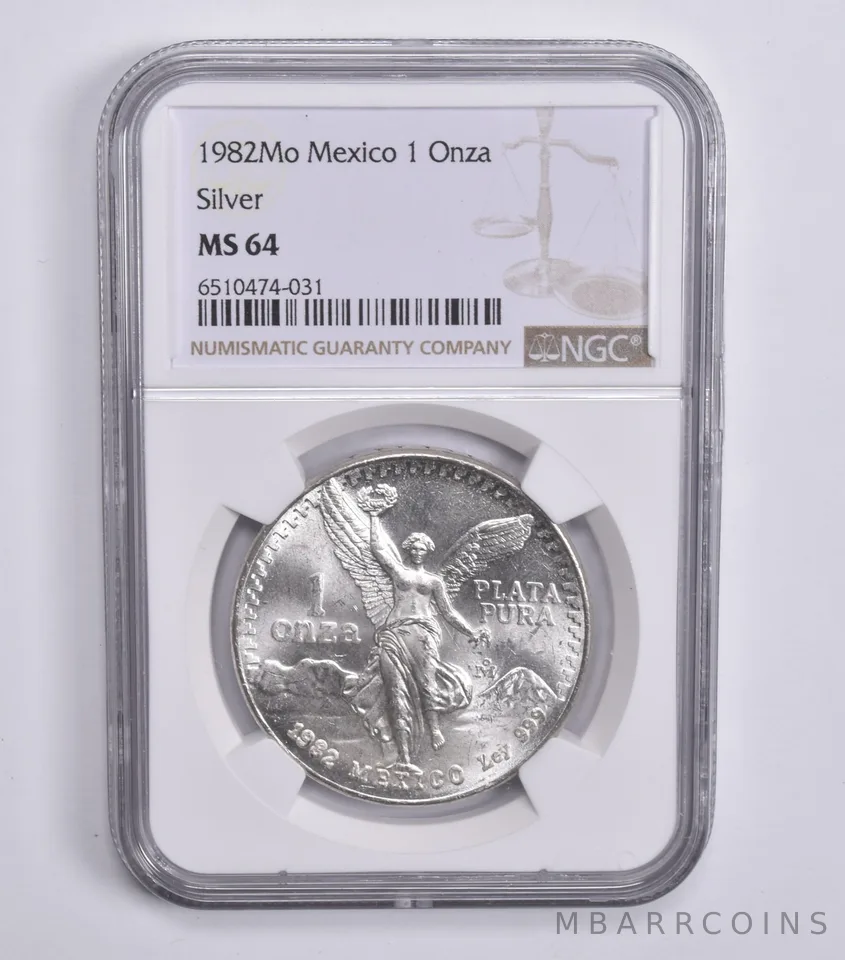 1982 Mo Mexico 1 Onza Libertad Mexican MS64 NGC Brown Lbl