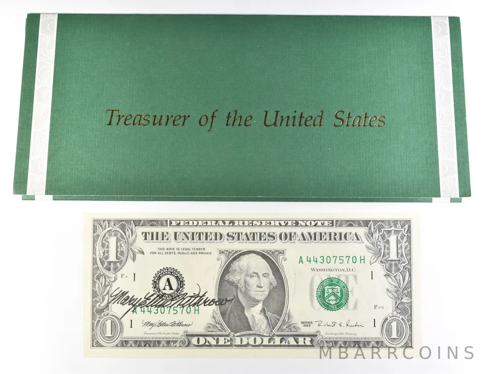 1995 $1 Boston MA FRN Green Seal Courtesy Signature *0936