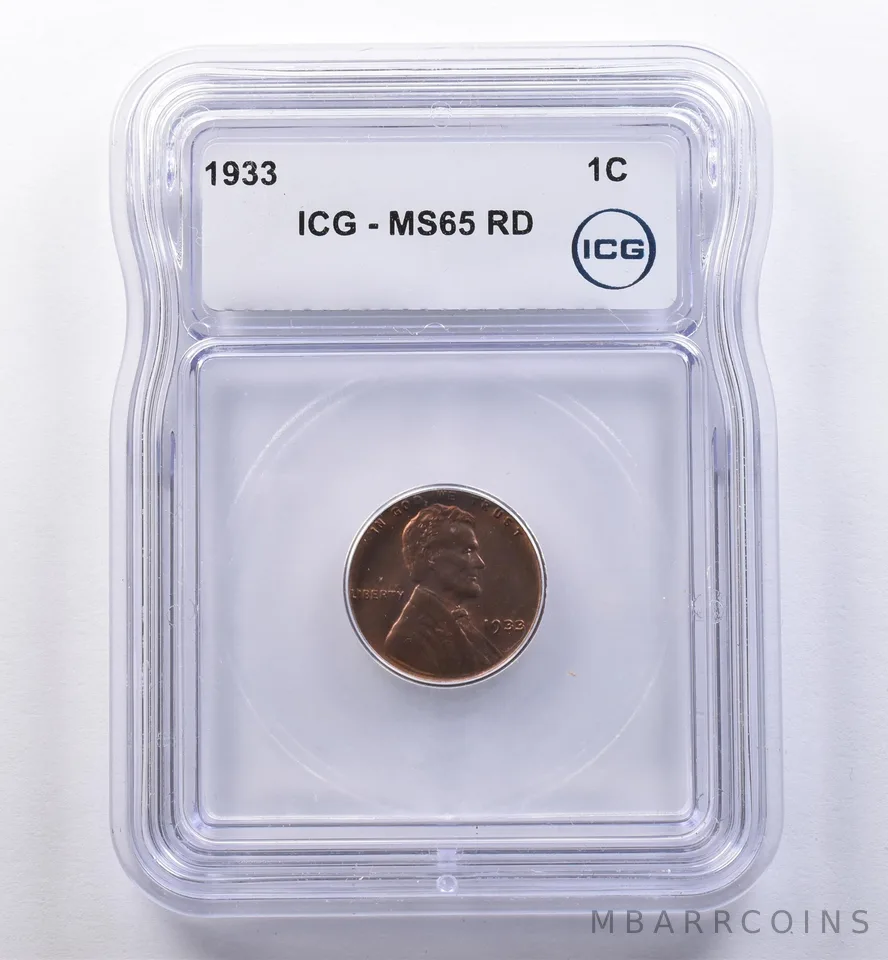 1933 Lincoln Wheat Cent MS65 RD ICG a8558