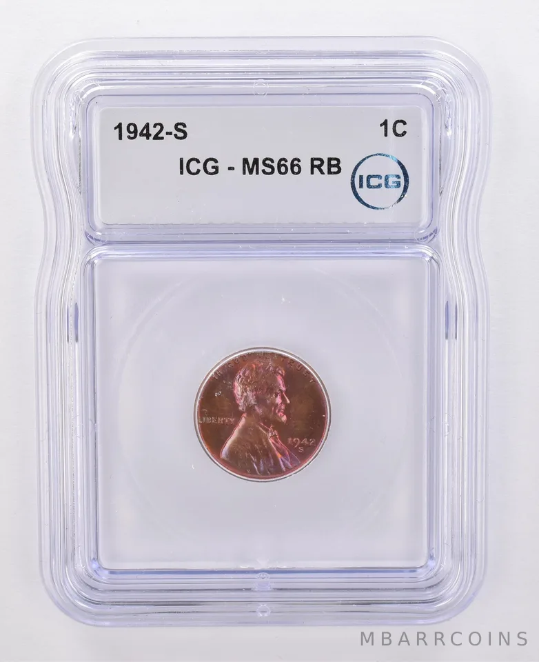 1942-S Lincoln Wheat Cent MS66 RB ICG Beautiful Tone *0091
