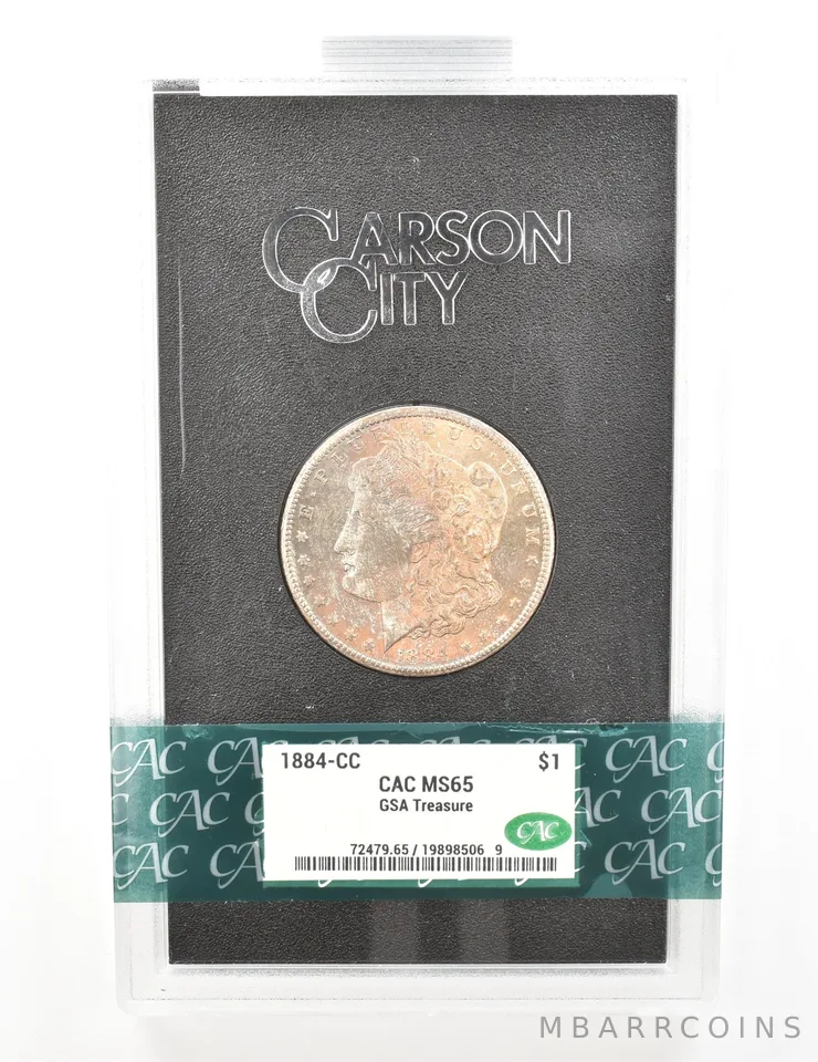 1884-CC Morgan Silver Dollar GSA Treasure MS65 CAC CACg Beautiful Tone a5238