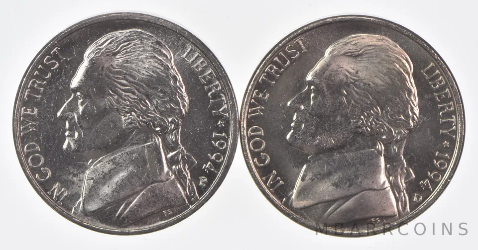 (Set) 1994 P+D Jefferson Nickel Unc Bundle