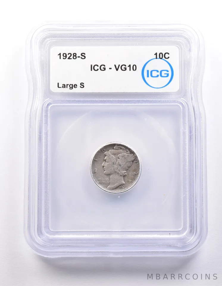 1928-S Mercury Dime Large S VG10 ICG *9866
