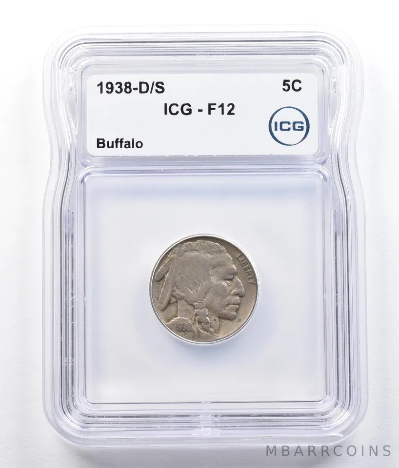 1938-D/S Indian Head Buffalo Nickel F12 ICG *0642