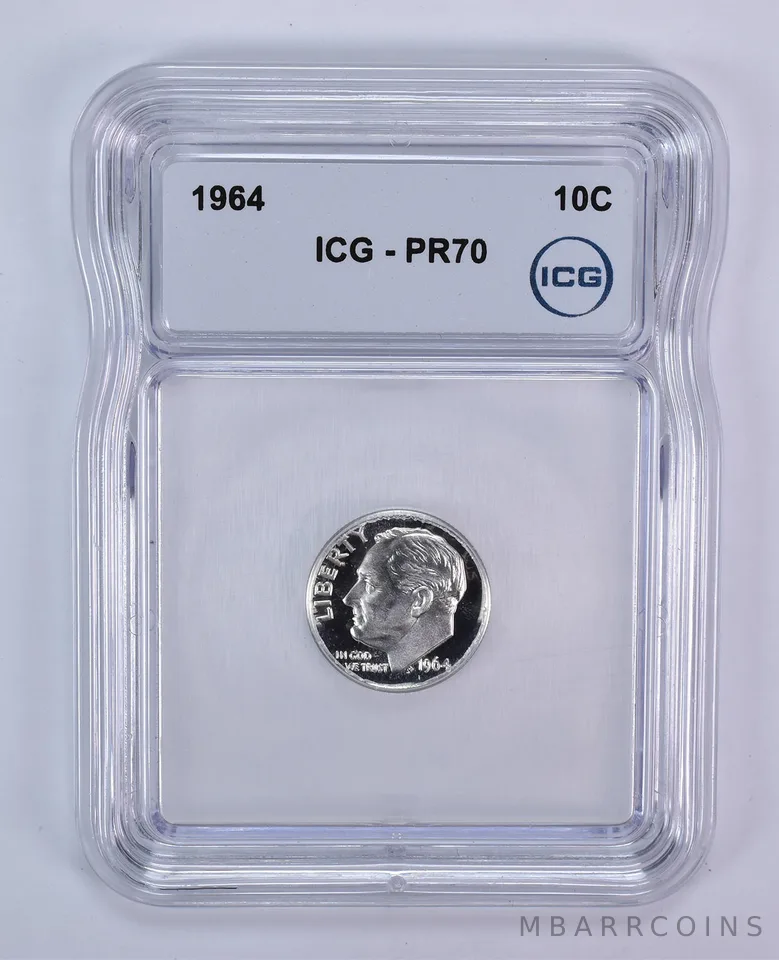 1964 Roosevelt Dime PR70 ICG