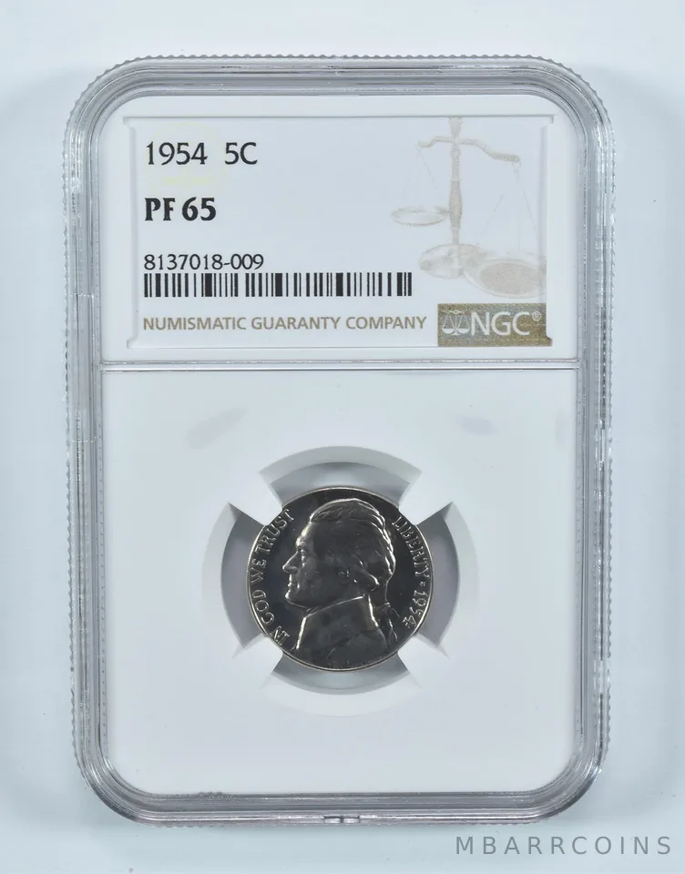 1954 Jefferson Nickel PF65 NGC Brown Label