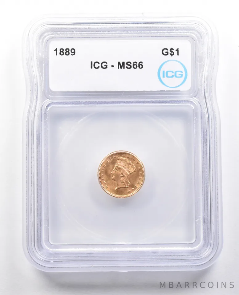 1889 $1 Indian Princess Head Gold Dollar MS66 ICG *4338