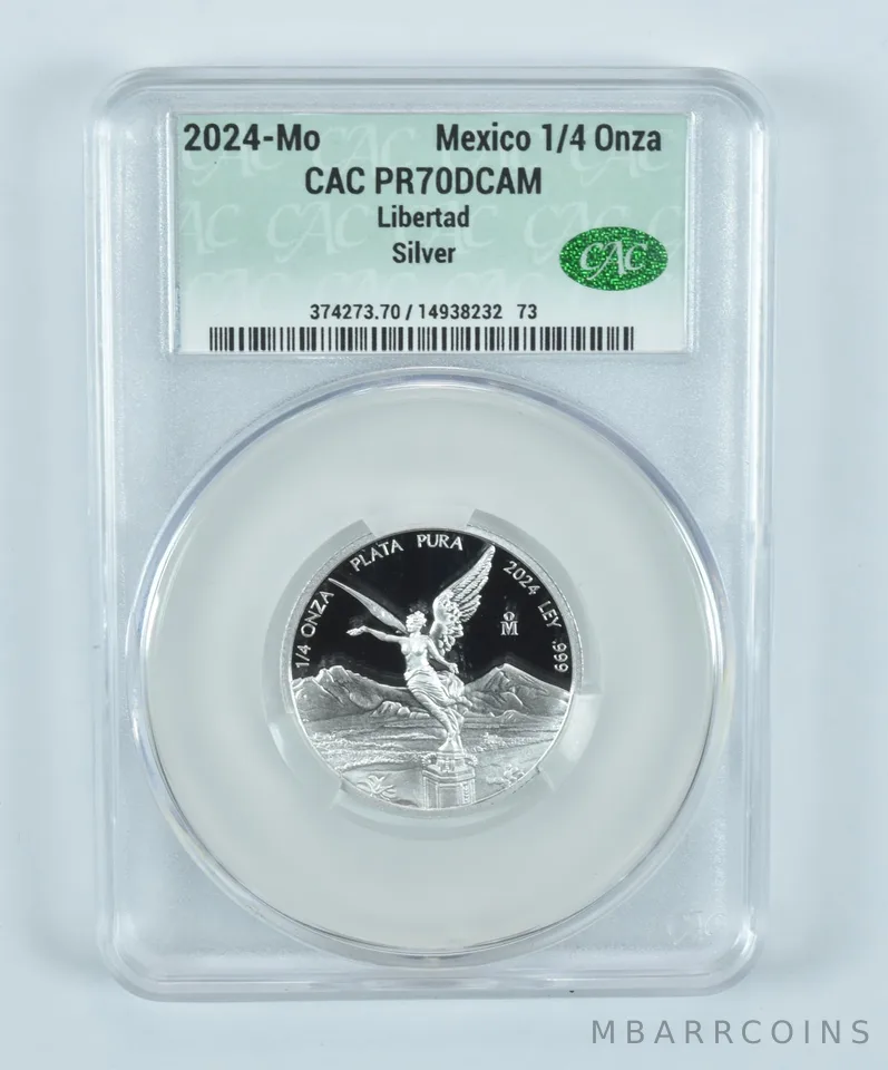 2024 Mo Mexico 1/4 Onza Silver Libertad PF70 UCAM CAC CACg
