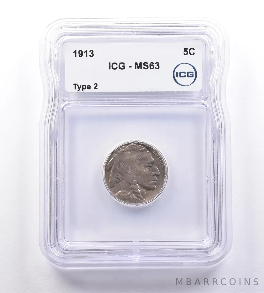 1913 Indian Head Buffalo Nickel Type 2 MS63 ICG