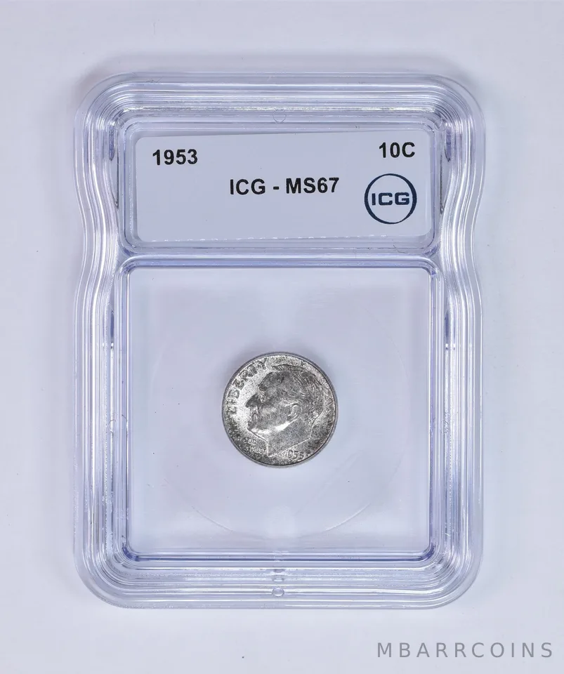 1953 Roosevelt Dime MS67 ICG Beautiful Tone *8019