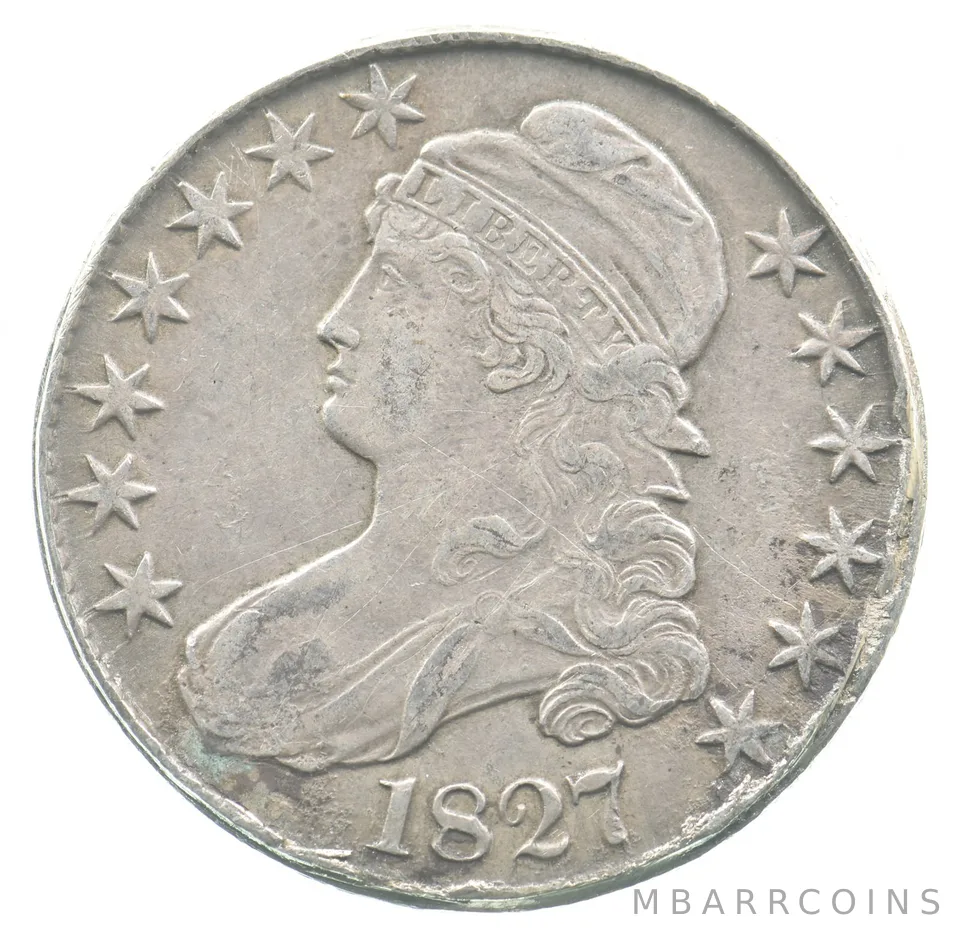 1827 Capped Bust Half Dollar Curl Base 2 *4813