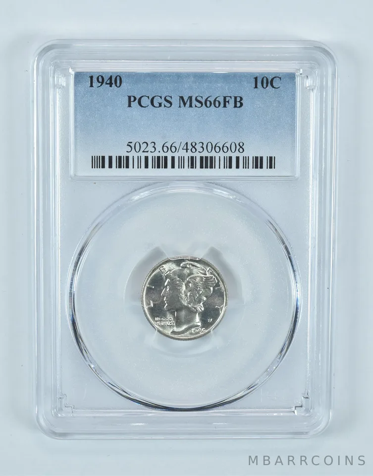 1940 Mercury Dime MS66 FB PCGS Blue Label