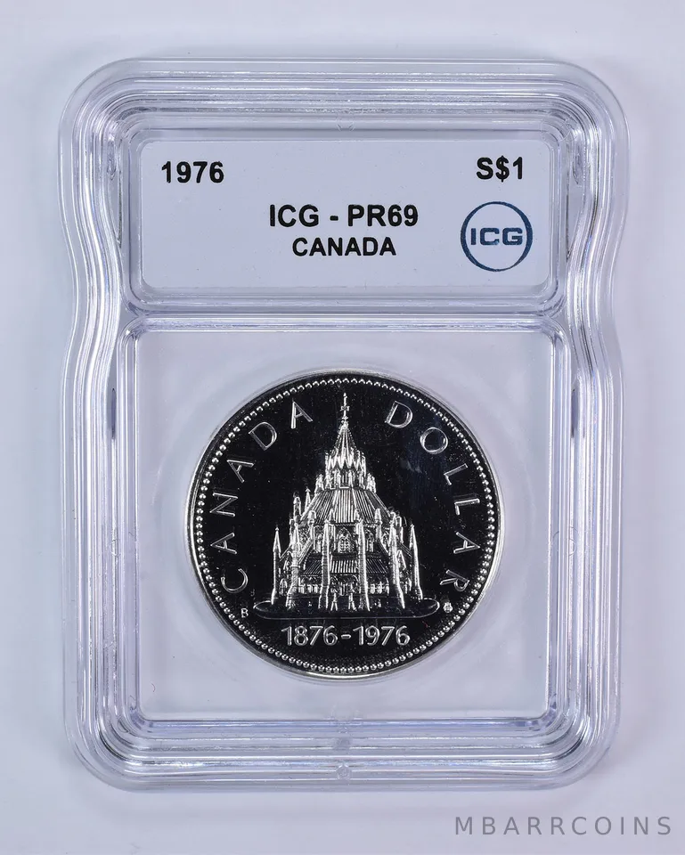 1976 Canada 1 Dollar Silver Parliamentary Library PR69 ICG