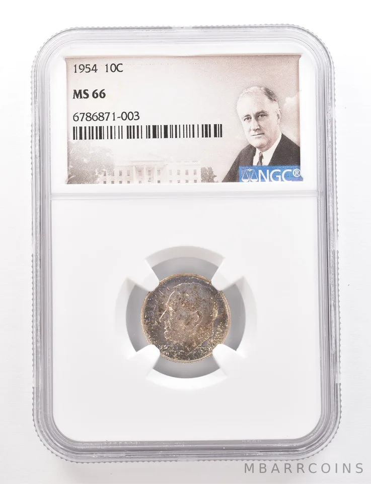 1954 Roosevelt Dime MS66 NGC Beautiful Tone *3371