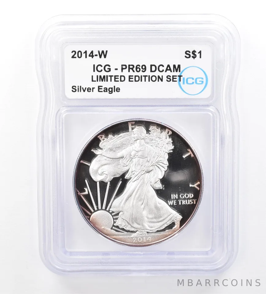 2014-W American Silver Eagle Limited Edition Set PR69 ICG Peripheral Tone a1633