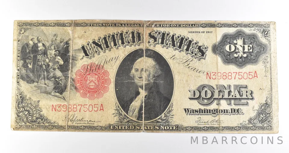 1917 $1 Legal Tender Large Note Red Seal *4539