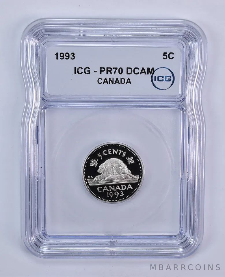 1993 Canada 5 Cents Beaver PR70 DCAM ICG