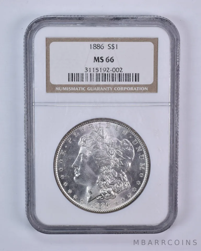 1886 Morgan Silver Dollar MS66 NGC Brown Label