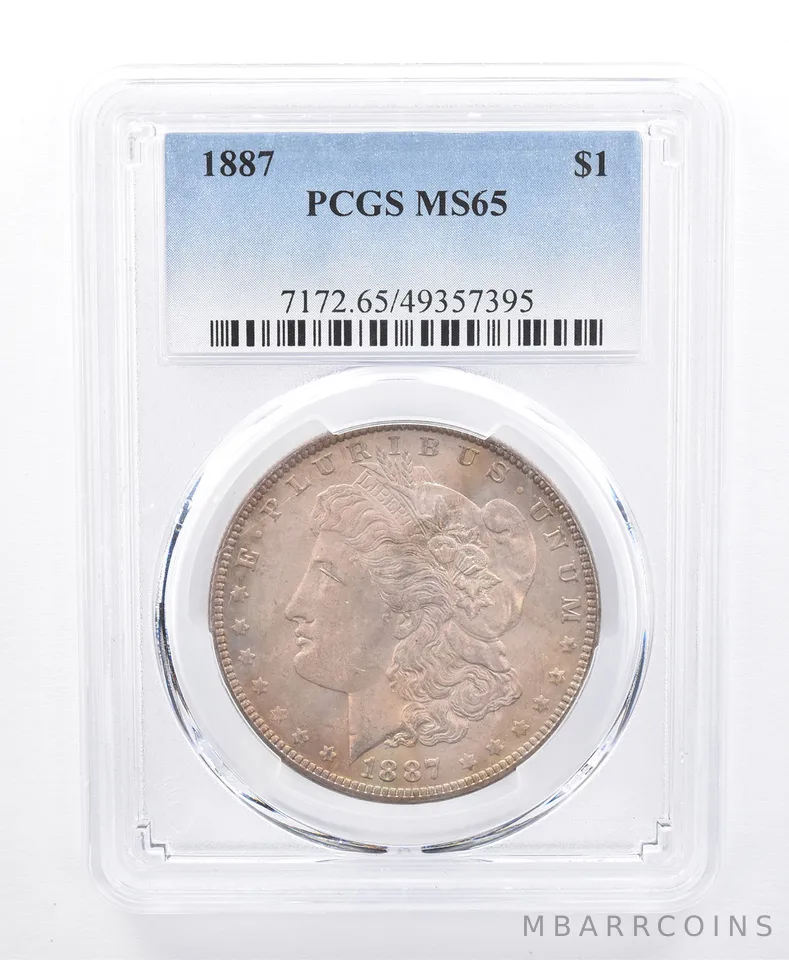 1887 Morgan Silver Dollar MS65 PCGS Beautiful Tone *8702