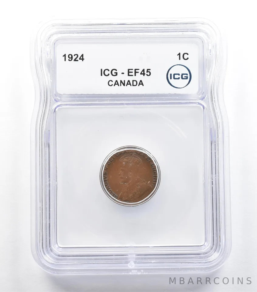 1924 Canada 1 Cent EF45 ICG *5711
